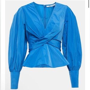 Veronica Beard Azure Seems Taffeta Wrap Blouse size 8